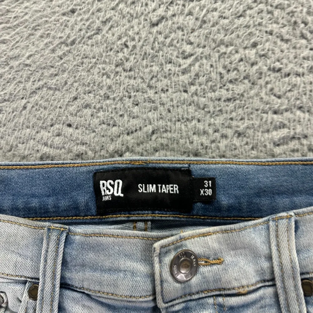 RSQ Jeans‎ Men's 31x30 Blue Cotton Denim Tapered Distressed Slim Fit Workwear